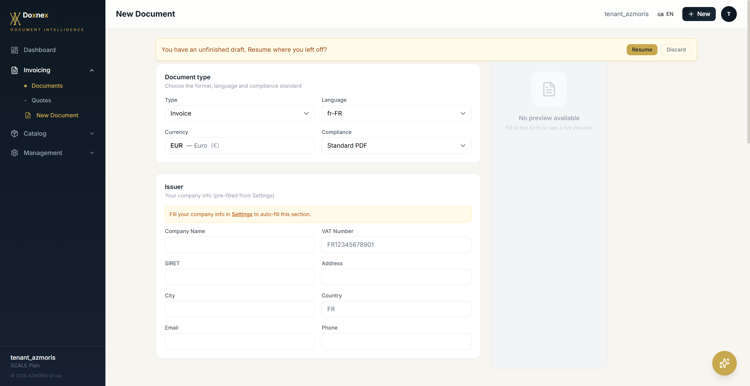 Doxnex Invoice Editor