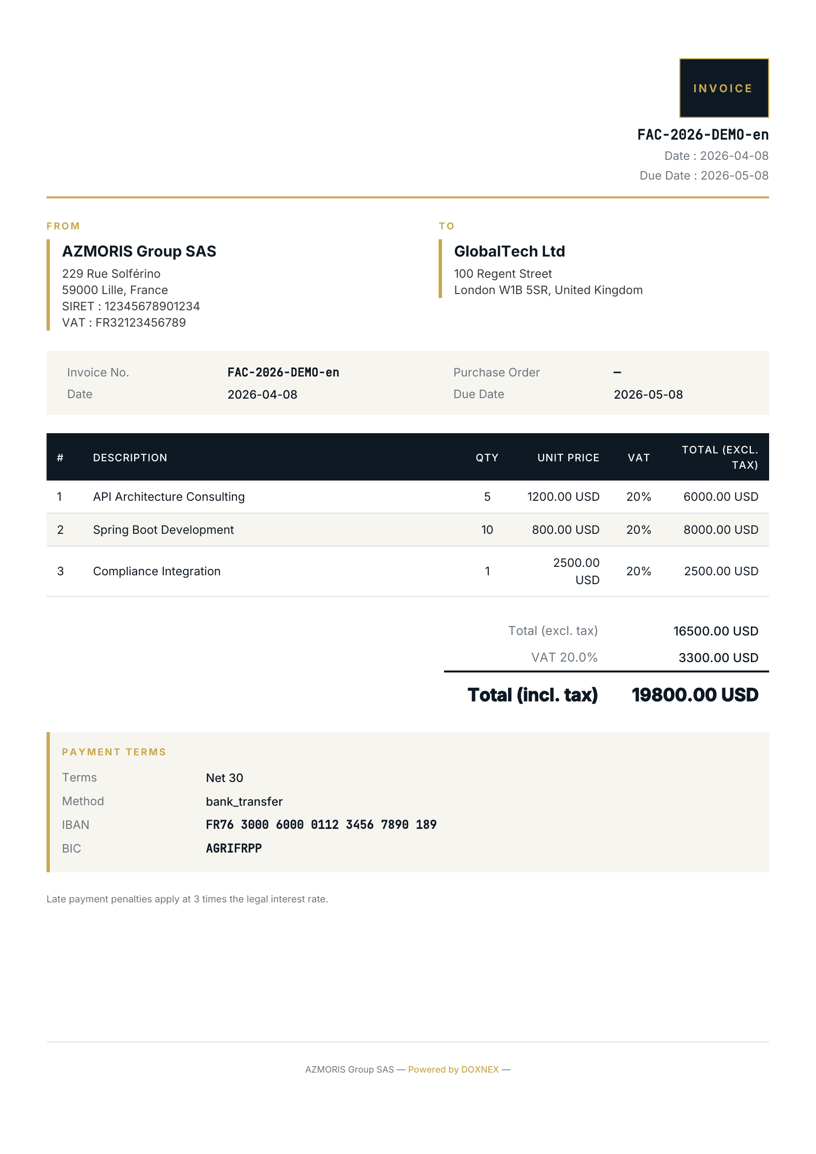 Invoice with QR code